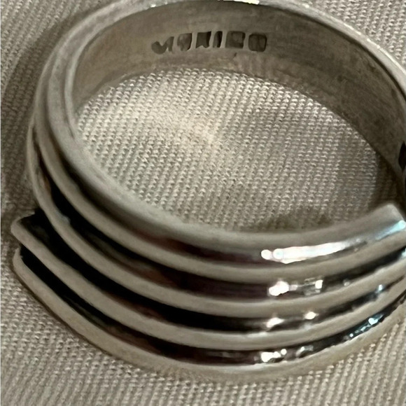 Southwestern Mexican Sterling 925 Silver Wrap Ring Wrap Band Marked Size 6.5 - Picture 6 of 12